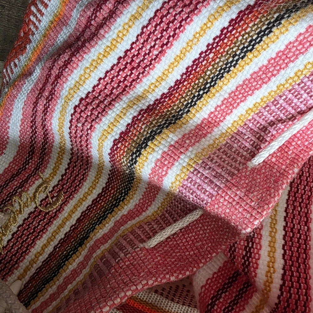 Festivalcore Blanket Mexico Backpack Resort Boho Striped Beach Red Pink